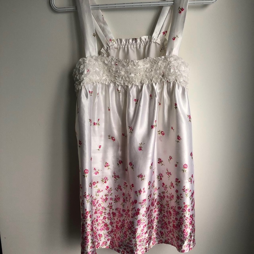 Frilly floral tank top